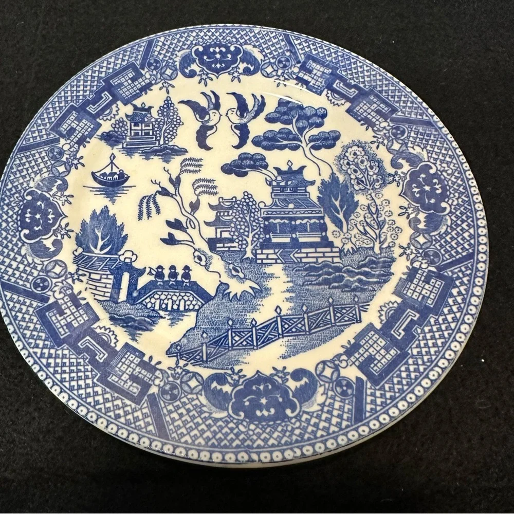 Three Vintage Blue Willow Bread and Butter Plates JAPAN